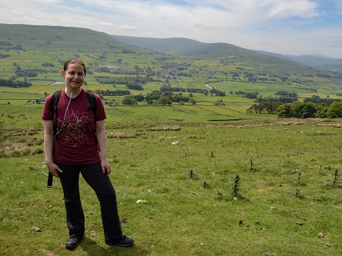 Sarah with portable oxygen concentrator in the Yorkshire Dales