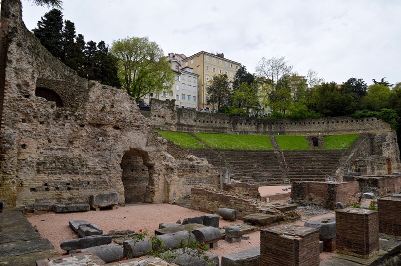 Roman ruins at the base of an ampitheater, Trieste